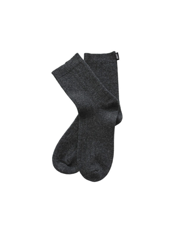 Charcoal rib knit cashmere socks, Gobi